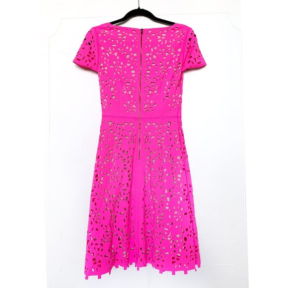 Focus By Shani Women's Pink/Beige Laser Cutout A-line Dress Size: 6 - Picture 7 of 7